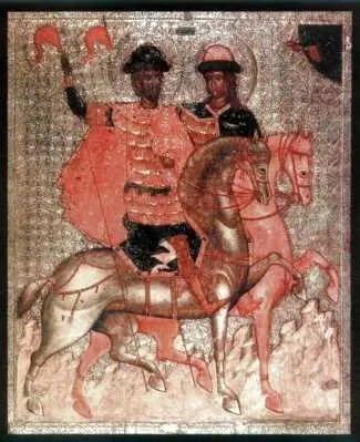 Свв князья Борис и Глеб Икона конца 14 в Новгород Новгородский гос - фото 89