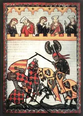 Миниатюра из Большой гейделъбергской книги песен Германия ок 1300 г - фото 36