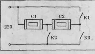 Рис 24 Схема переключения спиралей конфорки С1 и С2 спирали К1 К2 КЗ - фото 31