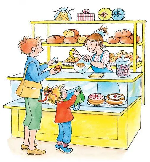 В булочной Конни с мамой покупают сладкий рогалик для завтрака в садике - фото 8