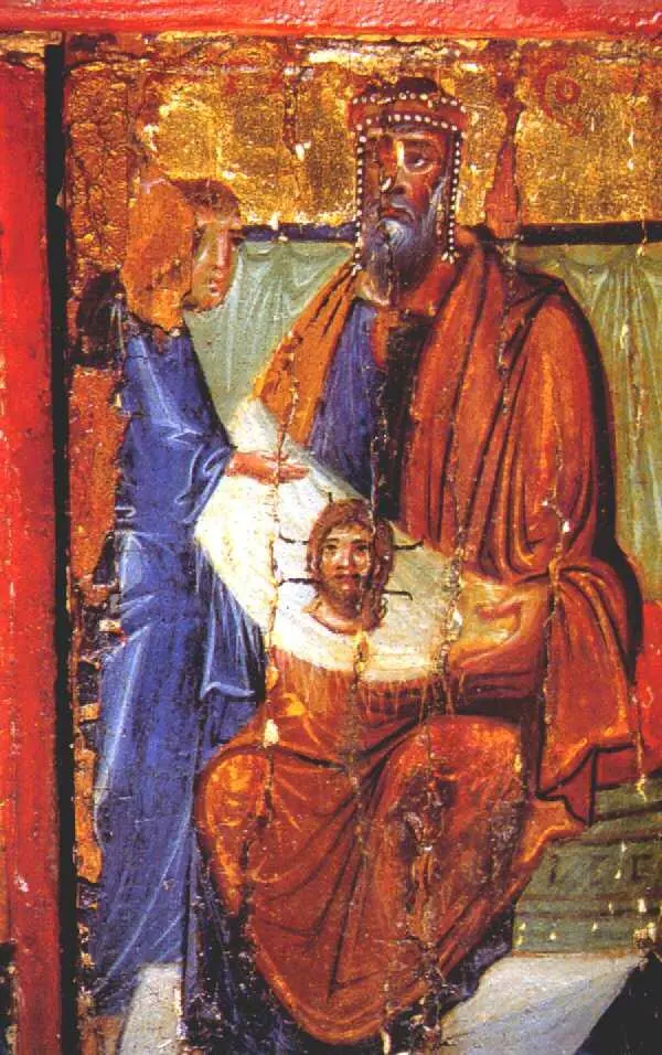 Авгарь получает Нерукотворный Образ от апостола Фаддея икона X века из - фото 4