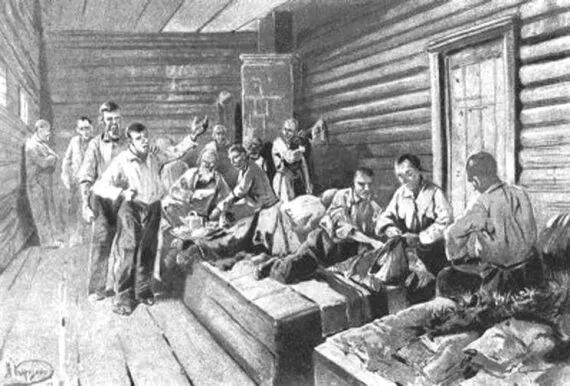 Арестанты на нарах в казарме острога Художник Н Каразин Не было ремесла - фото 42