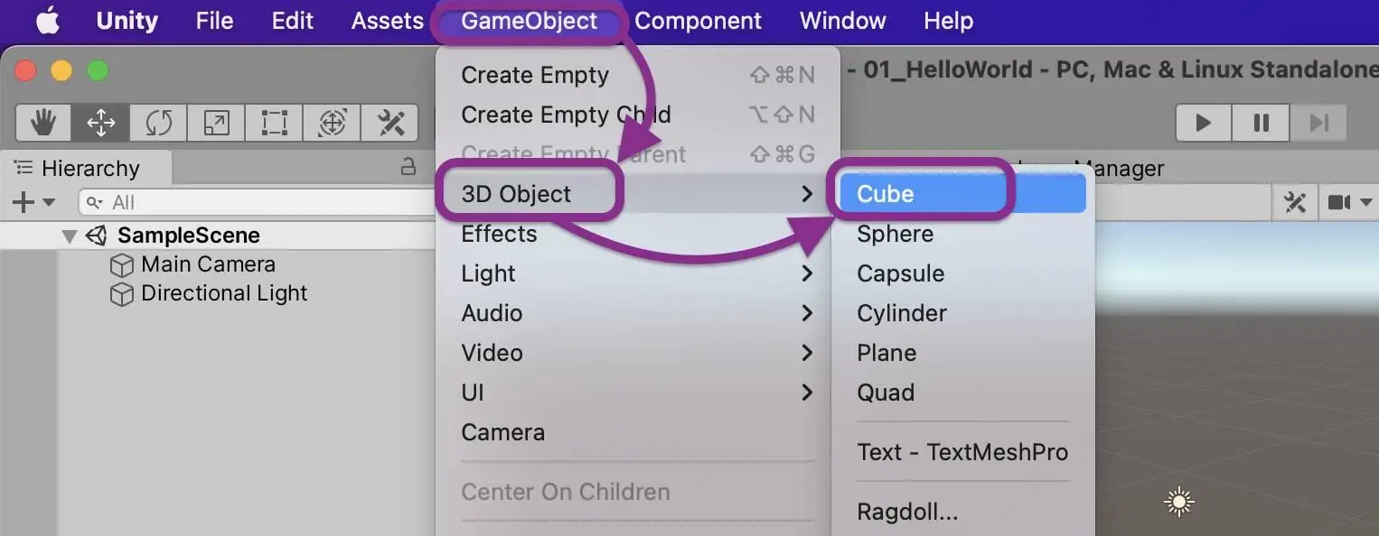 13 Таким образом на сцене появится новый игровой объект Cube 14 Чтобы - фото 24