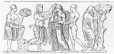 4 Жертвоприношение Ифигении Cрисовка римского мраморного алтаря с рельефом - фото 4