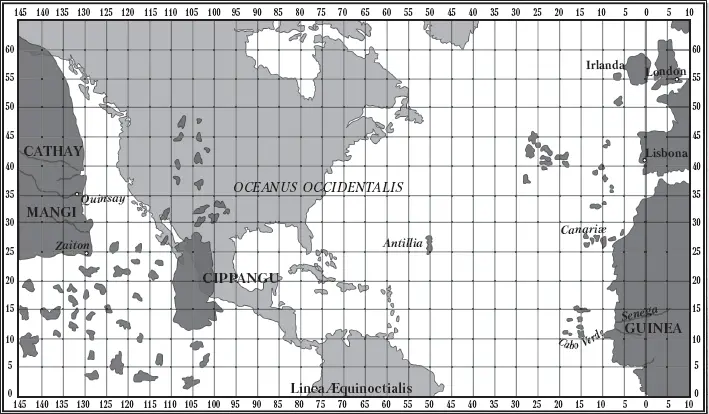 Карта Тосканелли 1474 г наложенная на современную карту Согласно карте - фото 40