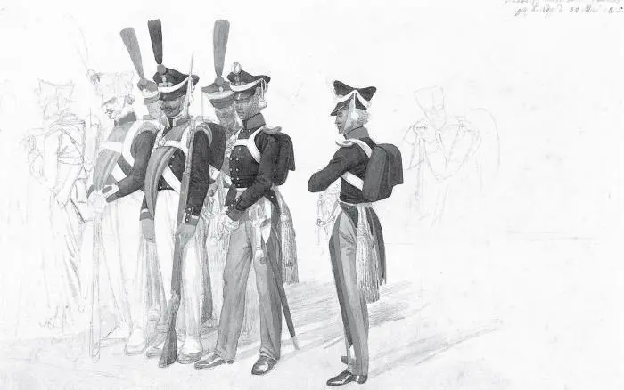 Гренадеры унтерофицер и оберофицеры гренадерской роты И А Клейн 1815 г - фото 2