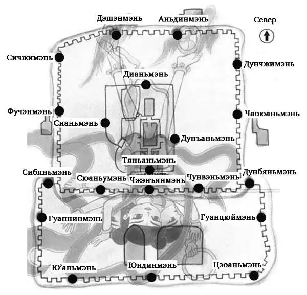 Карта Пекина в виде перевернутой фигуры восьмирукого Нэчжа В центре - фото 2