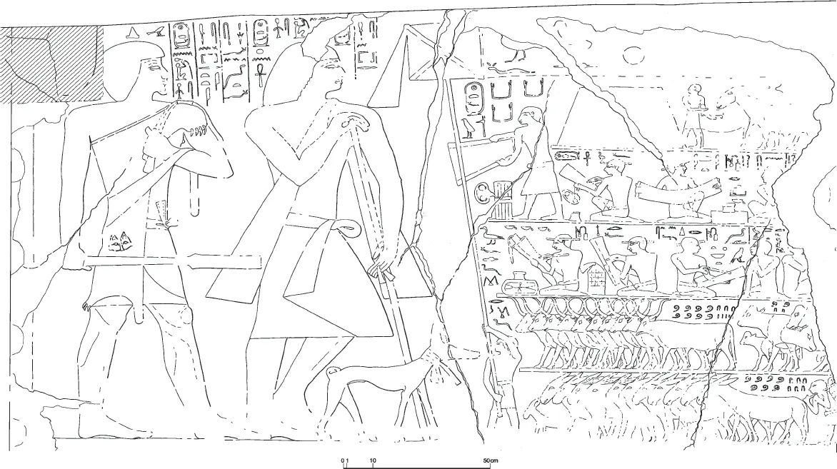 Прорисовка рельефов на восточной стене гробницы Хафраанха вторая половина V - фото 9