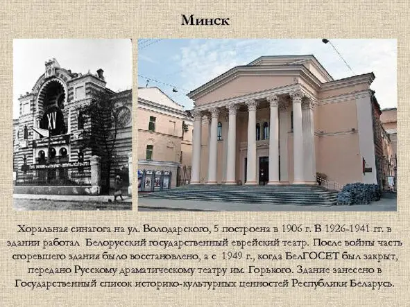 Минск Хоральная синагога на ул Володарского 5 построена в 1906 г В 1926 - фото 34