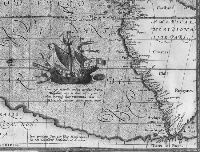Виктория корабль Магеллана изображение на карте Ортелиуса 1590 г Двумя - фото 6