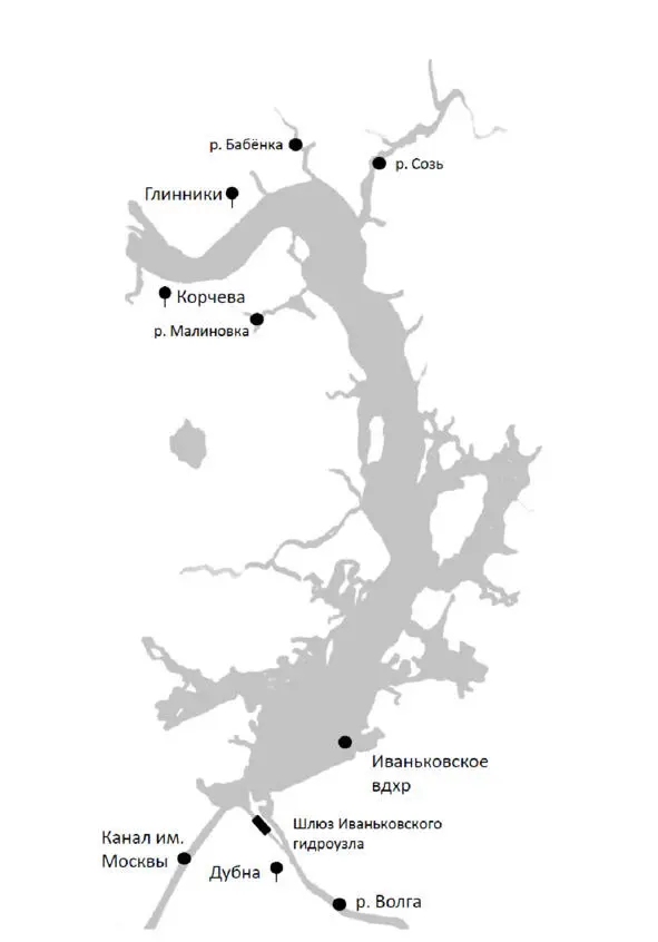 Схема движения Иваньковское водохранилище Глинники Примерно в 18 км выше - фото 1