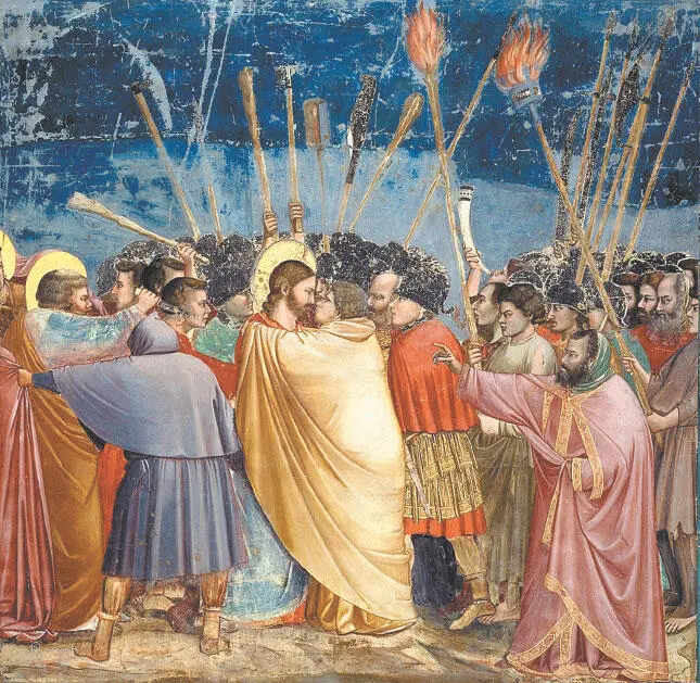 Джотто ди Бондоне Взятие Христа под стражу Поцелуй Иуды Сцены из жизни - фото 13