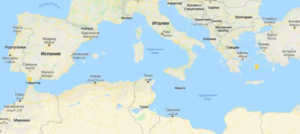 Карта поиска Атлантиды Карта Средиземного Моря отмечены два возможных места - фото 14