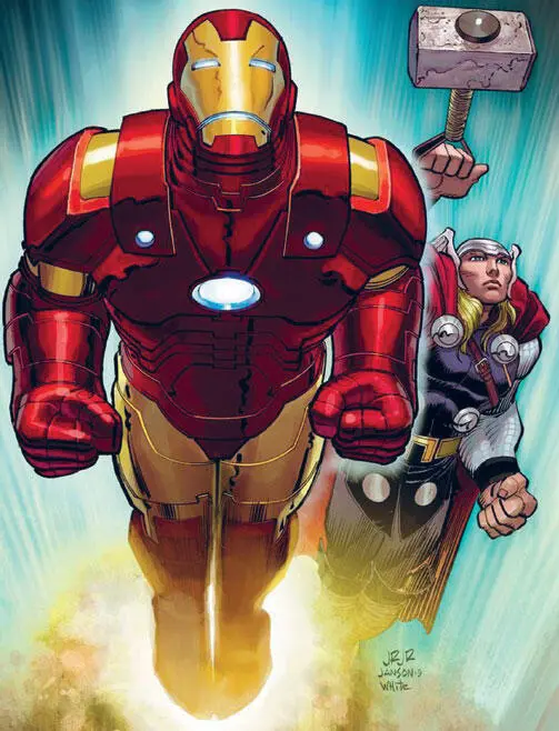 Вот Железный человек и его товарищ по команде Мстителей Тор с обложки - фото 29