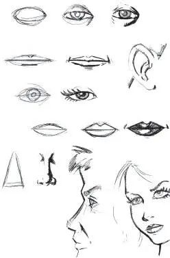 Некоторые подходы к рисованию различных версий ртов ушей носов и глаз под - фото 34