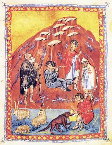 Пастухи в полеКнижная миниатюра 11201170 гг Монастырь св Пантелеимона - фото 11