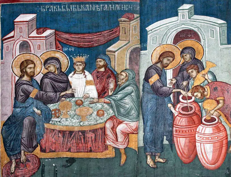Брак в Кане ГалилейскойФреска XIV в Монастырь Дечаны Сербия Кана - фото 22