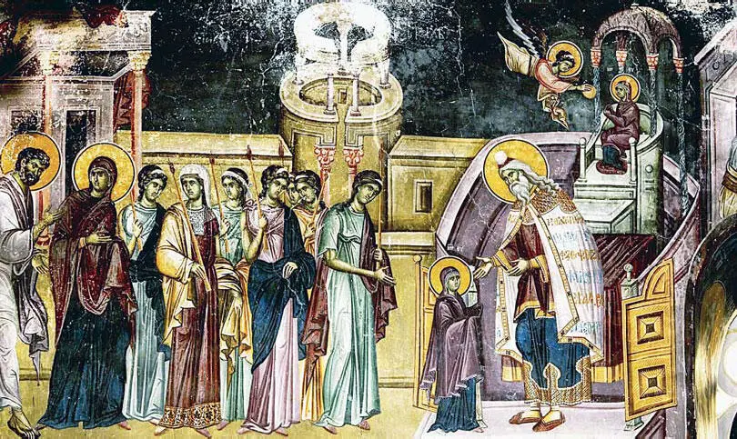 Введение во храм Пресвятой БогородицыФреска 1314 г Церковь Свв Иоакима и - фото 41