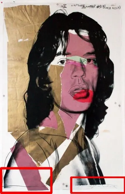 На изображении ниже нижний правый угол работы Mick Jagger Test подпись - фото 23