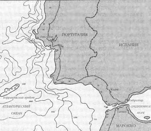 Проход в Средиземное море на карте показаны ушедшая под воду суша и замеры - фото 23