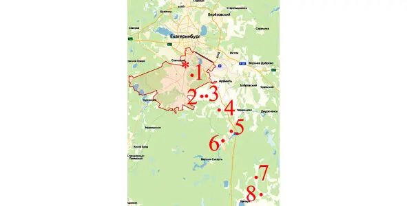 Современная карта Екатеринбурга Свердловска и части Свердловской области - фото 15