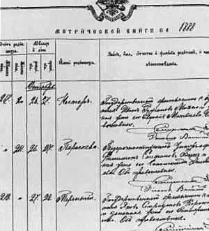 Запись в метрической книге о рождении Нестора Махно Браться Махно Карп и - фото 3