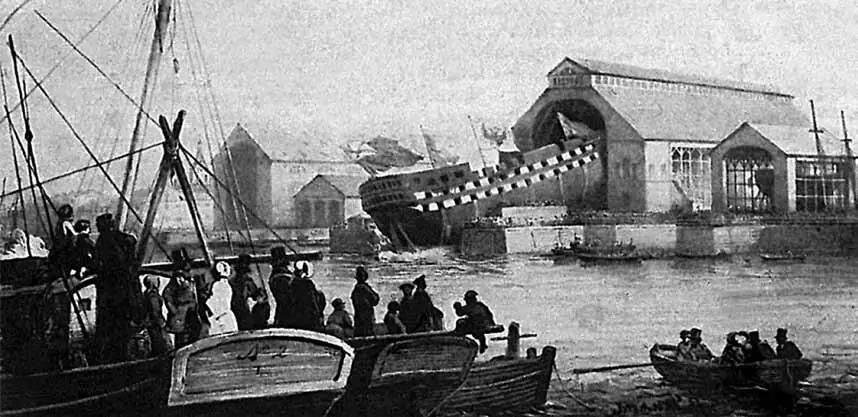 9 Спуск корабля на деревянном эллинге 1851 г Проект кузницы на берегу Мойки - фото 9