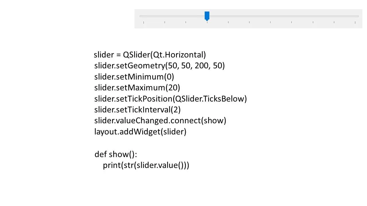 Виджет PyQt QSlider предоставляет графический интерфейс для выбора значения из - фото 41