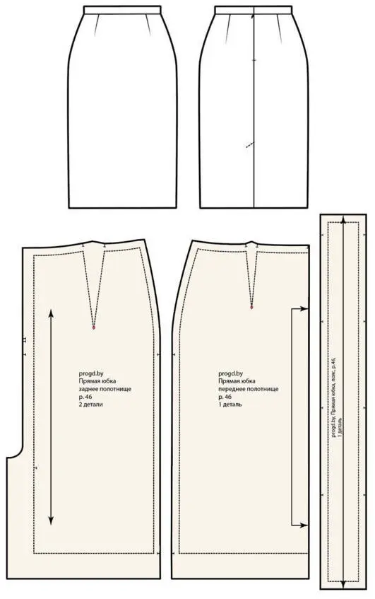 Рис1 Технический рисунок и выкройка прямой юбки со шлицей Создаем новый - фото 2