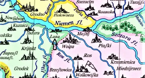 Радзівілаўская карта 1613 Луна на карце ВКЛ 1665 года выданьня Фрагмэнт - фото 6