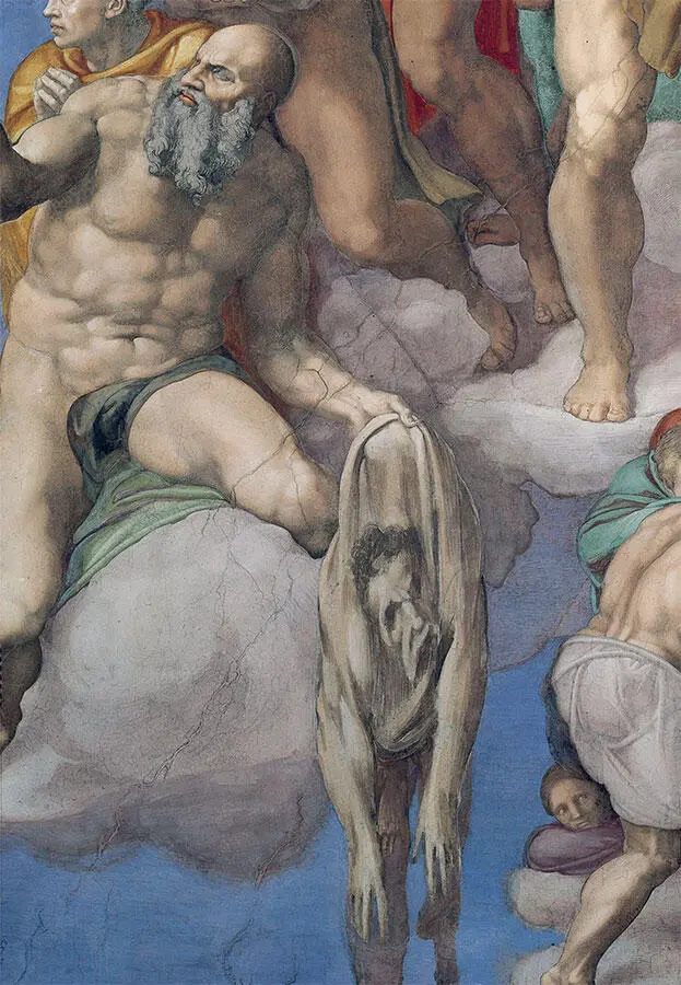 Кожа святого Варфоломея представляющая автопортрет Микеланджело Деталь фрески - фото 4