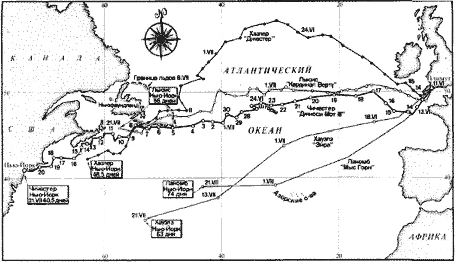 Первые трансатлантические гонки 1960 года из Плимута до НьюЙорка Позиции всех - фото 34