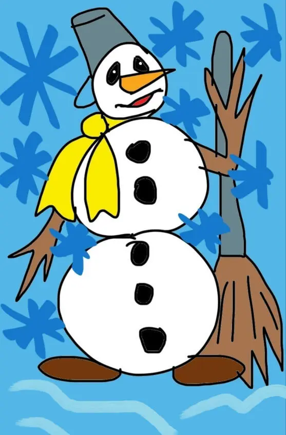 Снеговик Под окошком каждый миг Вырастает снеговик Жёлтый шарф повязан - фото 3
