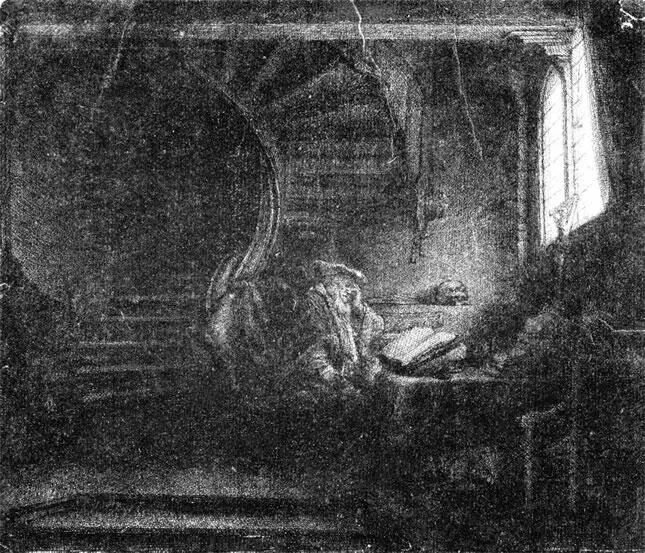 Рембрандт Святой Иероним в темной комнате 1642 офорт сухая игла Впрочем - фото 42