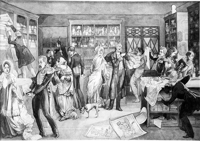 Павел Федотов Магазин 1844 бумага на картоне сепия кисть перо Павел - фото 98