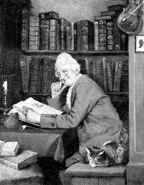 Иоганн Виктор Тоблер Коллекционер книг в своем кабинете кон XIX в дерево - фото 112