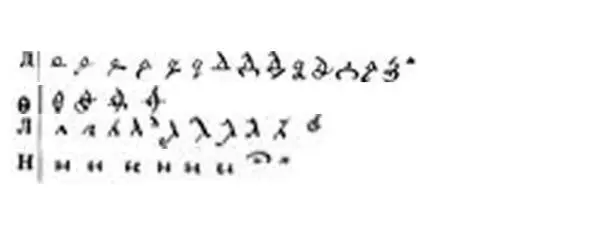 Рисунок 3 Написание букв Д Ө Л Н в скорописи XVI века Следует отметить что - фото 7