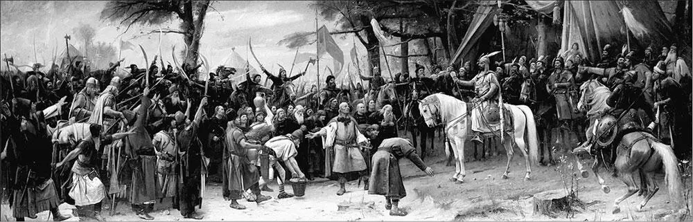 Князь Моймир склоняется перед Арпадом и признает подчинение Великой Моравии - фото 19