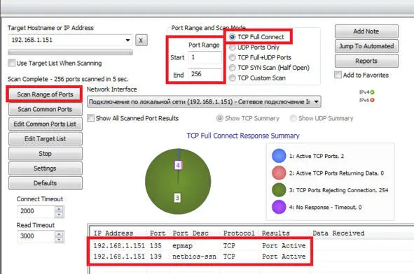 Рисунок 21 Сканирование портов TCP В данном сканируемом интервале оказалось - фото 18