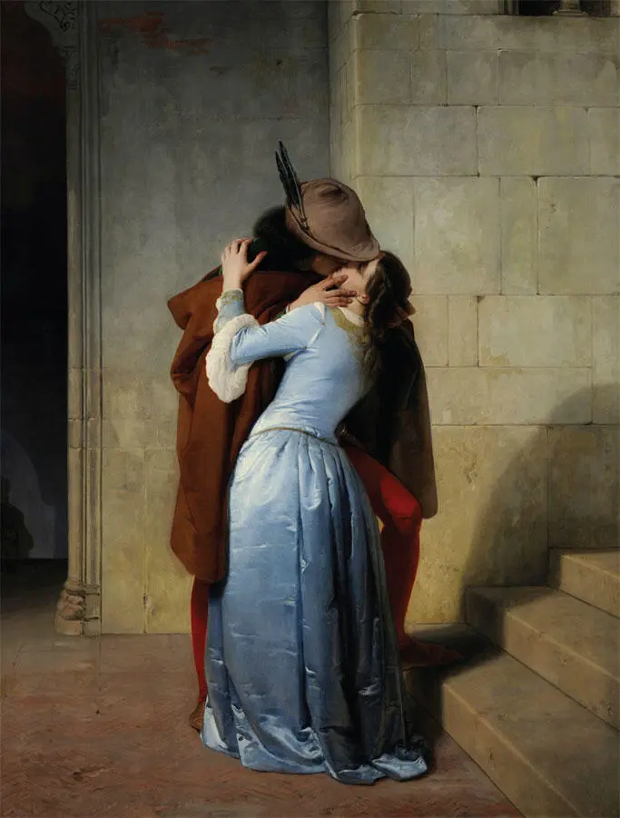 Рис 1 Хайес Франческо Поцелуй Эпизод юности Нравы XIV века Деталь 1859 - фото 2