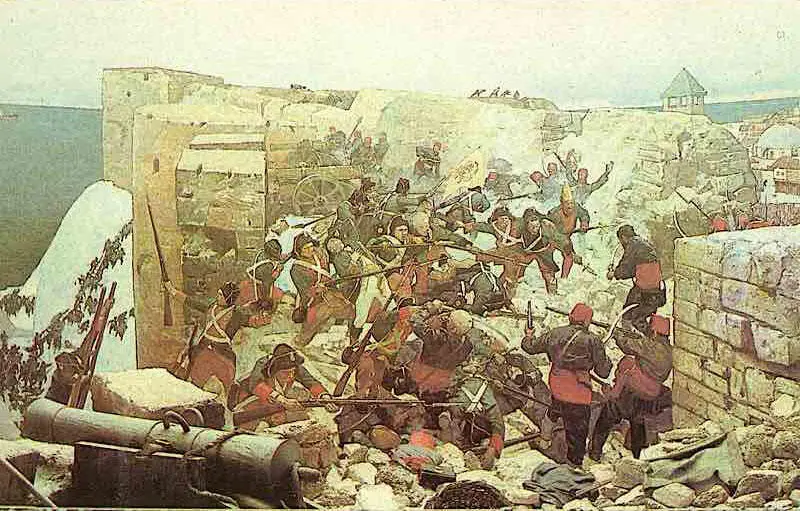 Центральная часть диорамы Штурм Очакова МИ Самсонов 1972 г 7 апреля 1789 - фото 25