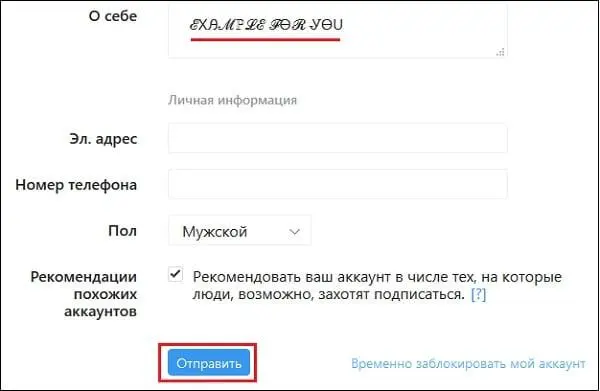 После этого Вам остаётся наслаждаться улучшенным видом вашего био в профиле - фото 25