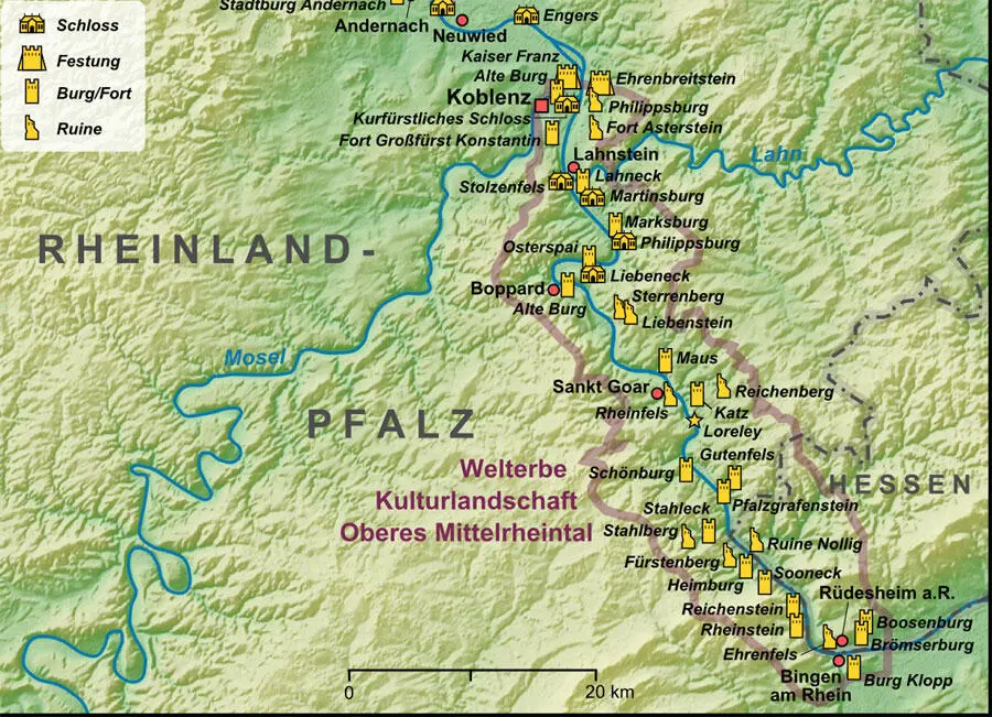 Карта замков Среднего Рейна из Википедии 08092018 ФранкфуртнаМайне - фото 2