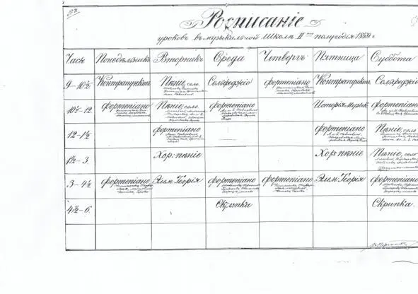 Расписание занятий 1869 г Фото из книги автора Еще один интересный человек - фото 21