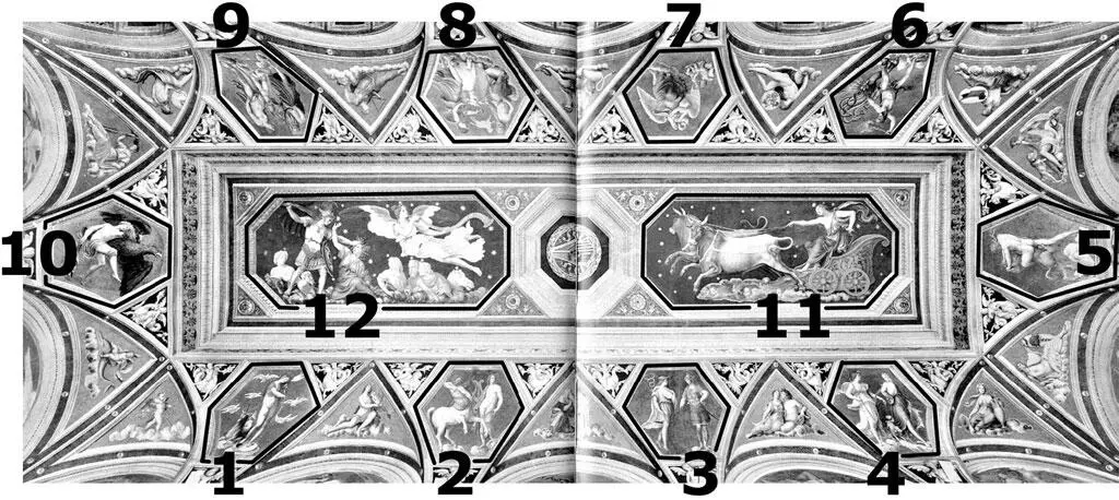 Рис 10 Потолок зала Галатеи в вилле Фарнезина с обведенными и - фото 10