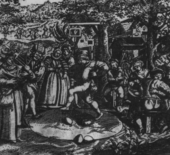 Пасхальный танец с яйцами Eiertanz в Германии иллюстрация XVI века Пасха с - фото 1