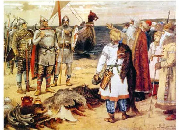 А Васнецов Призвание варягов 1909 г П Рыженко Куликово поле 2004 г - фото 5