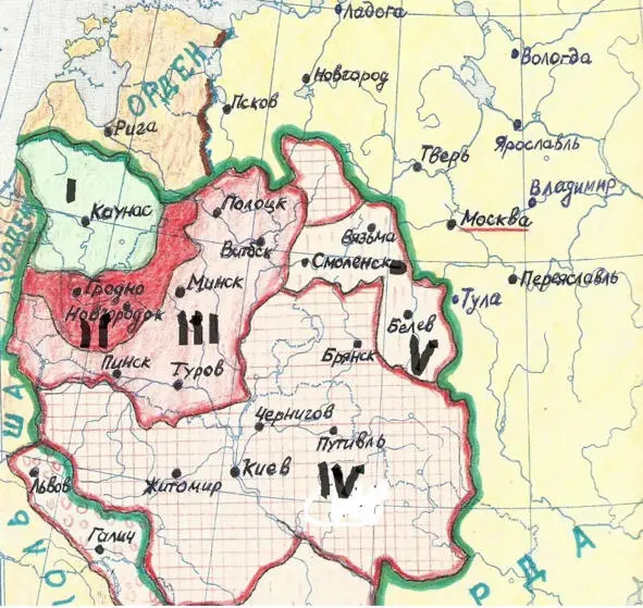 Российские земли присоединённые Литвой I Литва ii При Виттене iii При - фото 11