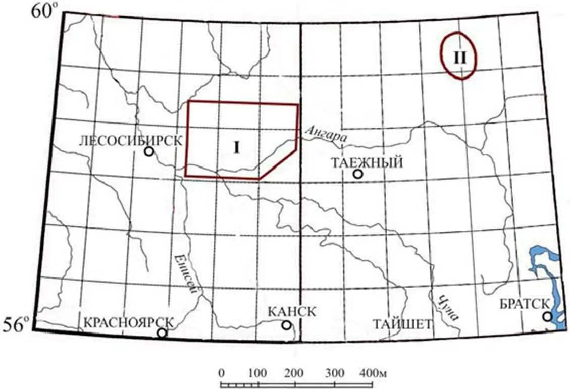 Рис 1 Схема расположения района исследований I Нижнее Приангарье II - фото 1