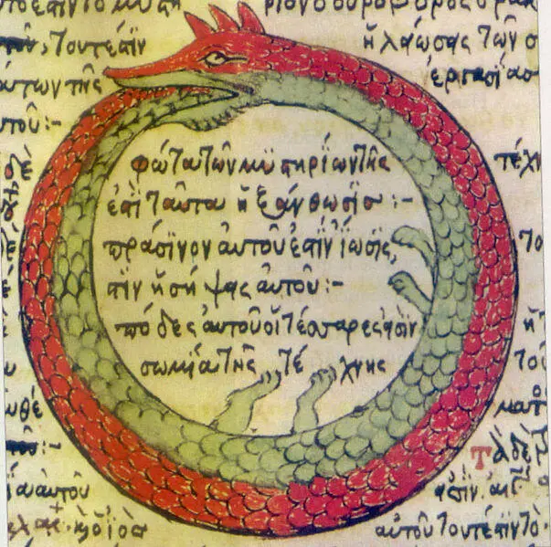 Изображение уробороса в алхимическом трактате 1478 г Автор Феодор Пелеканос - фото 2